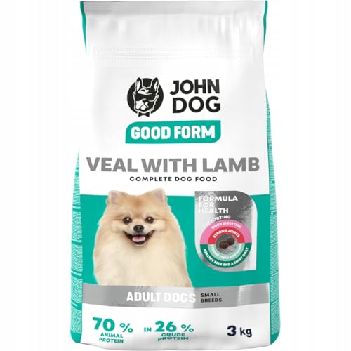 JOHN DOG Good Form Hundefutter für Erwachsene Hunde Kleiner Rassen, Trockenfutter für Hunde, Hundetrockenfutter, Gultenfrei - Kalbfleisch mit Lamm - 3kg JOHN DOG Good Form Hundefutter für Erwachsene Hunde Kleiner Rassen, Trockenfutter für Hunde, Hundetrockenfutter, Gultenfrei - Kalbfleisch mit Lamm - 3kg von JOHN DOG