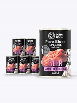 JOHN DOG Hundenassfutter Hirsch - Premium Getreidefreies Hundefutter mit 99% Fleisch - Monoprotein Nassfutter für ausgewachsene Hunde - Pure Black Special Edition 6 x 400g JOHN DOG Hundenassfutter Hirsch - Premium Getreidefreies Hundefutter mit 99% Fleisch - Monoprotein Nassfutter für ausgewachsene Hunde - Pure Black Special Edition 6 x 400g von JOHN DOG