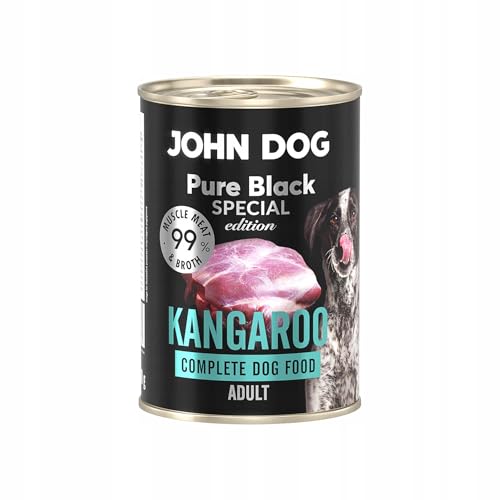 JOHN DOG Hundenassfutter Känguru - Premium Getreidefreies Hundefutter mit 99% Fleisch - Monoprotein Nassfutter für ausgewachsene Hunde - Pure Black Special Edition 400g JOHN DOG Hundenassfutter Känguru - Premium Getreidefreies Hundefutter mit 99% Fleisch - Monoprotein Nassfutter für ausgewachsene Hunde - Pure Black Special Edition 400g von JOHN DOG