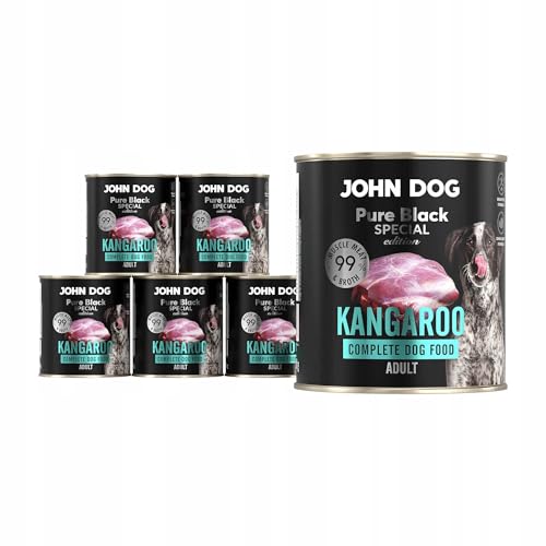 JOHN DOG Hundenassfutter Känguru - Premium Getreidefreies Hundefutter mit 99% Fleisch - Monoprotein Nassfutter für ausgewachsene Hunde - Pure Black Special Edition 6 x 800g JOHN DOG Hundenassfutter Känguru - Premium Getreidefreies Hundefutter mit 99% Fleisch - Monoprotein Nassfutter für ausgewachsene Hunde - Pure Black Special Edition 6 x 800g von JOHN DOG