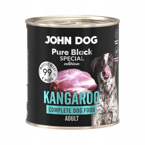JOHN DOG Hundenassfutter Känguru - Premium Getreidefreies Hundefutter mit 99% Fleisch - Monoprotein Nassfutter für ausgewachsene Hunde - Pure Black Special Edition 800g JOHN DOG Hundenassfutter Känguru - Premium Getreidefreies Hundefutter mit 99% Fleisch - Monoprotein Nassfutter für ausgewachsene Hunde - Pure Black Special Edition 800g von JOHN DOG