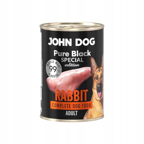 JOHN DOG Hundenassfutter Kaninchen - Premium Getreidefreies Hundefutter mit 99% Fleisch - Monoprotein Nassfutter für ausgewachsene Hunde - Pure Black Special Edition 400g JOHN DOG Hundenassfutter Kaninchen - Premium Getreidefreies Hundefutter mit 99% Fleisch - Monoprotein Nassfutter für ausgewachsene Hunde - Pure Black Special Edition 400g von JOHN DOG