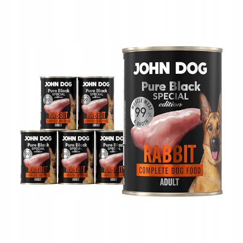 JOHN DOG Hundenassfutter Kaninchen - Premium Getreidefreies Hundefutter mit 99% Fleisch - Monoprotein Nassfutter für ausgewachsene Hunde - Pure Black Special Edition 6 x 400g JOHN DOG Hundenassfutter Kaninchen - Premium Getreidefreies Hundefutter mit 99% Fleisch - Monoprotein Nassfutter für ausgewachsene Hunde - Pure Black Special Edition 6 x 400g von JOHN DOG