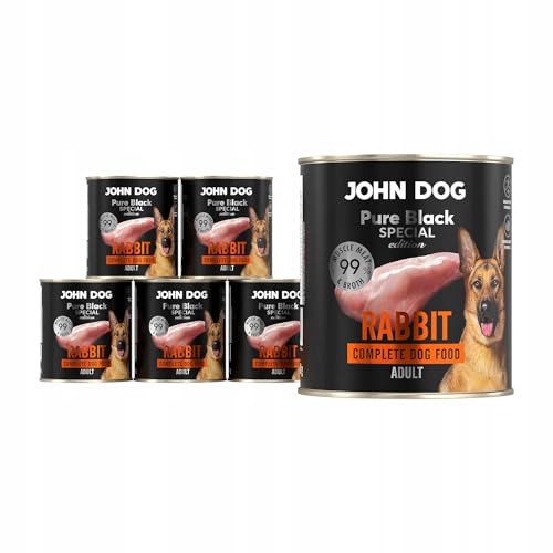JOHN DOG Hundenassfutter Kaninchen - Premium Getreidefreies Hundefutter mit 99% Fleisch - Monoprotein Nassfutter für ausgewachsene Hunde - Pure Black Special Edition 6 x 800g JOHN DOG Hundenassfutter Kaninchen - Premium Getreidefreies Hundefutter mit 99% Fleisch - Monoprotein Nassfutter für ausgewachsene Hunde - Pure Black Special Edition 6 x 800g von JOHN DOG