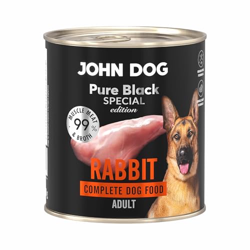 JOHN DOG Hundenassfutter Kaninchen - Premium Getreidefreies Hundefutter mit 99% Fleisch - Monoprotein Nassfutter für ausgewachsene Hunde - Pure Black Special Edition 800g JOHN DOG Hundenassfutter Kaninchen - Premium Getreidefreies Hundefutter mit 99% Fleisch - Monoprotein Nassfutter für ausgewachsene Hunde - Pure Black Special Edition 800g von JOHN DOG