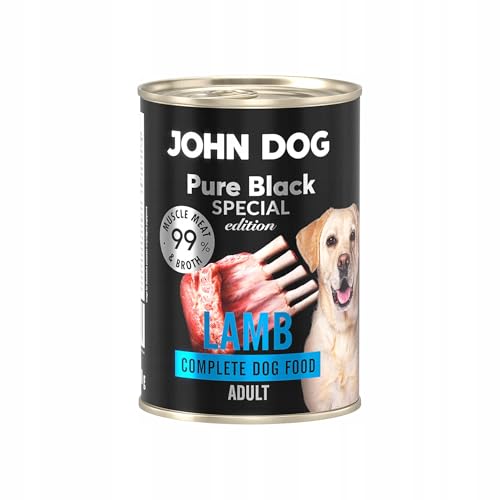 JOHN DOG Hundenassfutter Lamm - Premium Getreidefreies Hundefutter mit 99% Fleisch - Monoprotein Nassfutter für ausgewachsene Hunde - Pure Black Special Edition 400g JOHN DOG Hundenassfutter Lamm - Premium Getreidefreies Hundefutter mit 99% Fleisch - Monoprotein Nassfutter für ausgewachsene Hunde - Pure Black Special Edition 400g von JOHN DOG