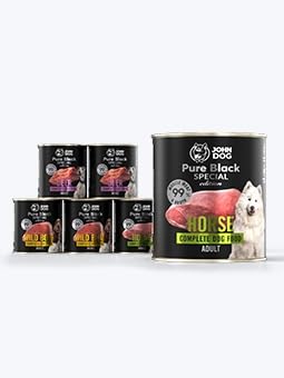 JOHN DOG Hundenassfutter Pferdefleisch - Premium Getreidefreies Hundefutter mit 99% Fleisch - Monoprotein Nassfutter für ausgewachsene Hunde - Pure Black Special Edition 6 x 800g JOHN DOG Hundenassfutter Pferdefleisch - Premium Getreidefreies Hundefutter mit 99% Fleisch - Monoprotein Nassfutter für ausgewachsene Hunde - Pure Black Special Edition 6 x 800g von JOHN DOG