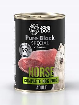 JOHN DOG Hundenassfutter Pferdefleisch - Premium Getreidefreies Hundefutter mit 99% Fleisch - Monoprotein Nassfutter für ausgewachsene Hunde - Pure Black Special Edition 800g JOHN DOG Hundenassfutter Pferdefleisch - Premium Getreidefreies Hundefutter mit 99% Fleisch - Monoprotein Nassfutter für ausgewachsene Hunde - Pure Black Special Edition 800g von JOHN DOG