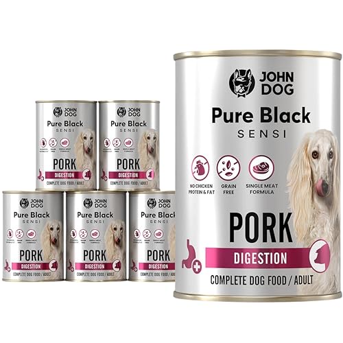 JOHN DOG Hundenassfutter Pure Black Digestion Schwein - Getreidefreies Monoprotein Nassfutter für empfindliche Hunde - Ohne Huhn, fördert die Verdauung 6 x 400g JOHN DOG Hundenassfutter Pure Black Digestion Schwein - Getreidefreies Monoprotein Nassfutter für empfindliche Hunde - Ohne Huhn, fördert die Verdauung 6 x 400g von JOHN DOG