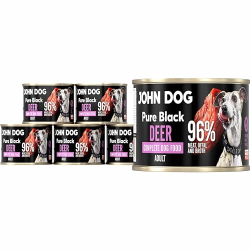 JOHN DOG Hundenassfutter Pure Black Hirsch - Premium Getreidefreies Hundefutter mit 96% Fleisch - Monoprotein Nassfutter für ausgewachsene Hunde 6 x 200g JOHN DOG Hundenassfutter Pure Black Hirsch - Premium Getreidefreies Hundefutter mit 96% Fleisch - Monoprotein Nassfutter für ausgewachsene Hunde 6 x 200g von JOHN DOG