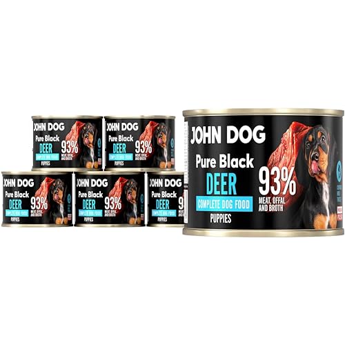 JOHN DOG Hundenassfutter Pure Black Hirsch - Premium Getreidefreies Nassfutter mit 93% Fleisch - Monoprotein Hundefutter für Welpen 6 x 200g JOHN DOG Hundenassfutter Pure Black Hirsch - Premium Getreidefreies Nassfutter mit 93% Fleisch - Monoprotein Hundefutter für Welpen 6 x 200g von JOHN DOG
