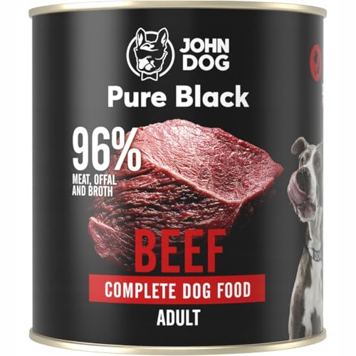JOHN DOG Hundenassfutter Pure Black Rind - Premium Getreidefreies Hundefutter mit 96% Fleisch - Monoprotein Nassfutter für ausgewachsene Hunde 800g JOHN DOG Hundenassfutter Pure Black Rind - Premium Getreidefreies Hundefutter mit 96% Fleisch - Monoprotein Nassfutter für ausgewachsene Hunde 800g von JOHN DOG