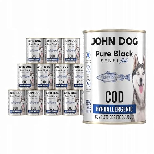 JOHN DOG Hundenassfutter Pure Black Sensi Fish Kabeljau - Getreidefreies und Hypoallergenes Monoprotein Nassfutter für empfindliche Hunde 12 x 400g JOHN DOG Hundenassfutter Pure Black Sensi Fish Kabeljau - Getreidefreies und Hypoallergenes Monoprotein Nassfutter für empfindliche Hunde 12 x 400g von JOHN DOG
