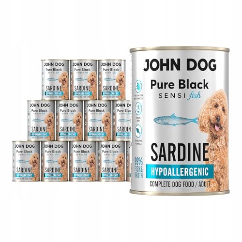 JOHN DOG Hundenassfutter Pure Black Sensi Fish Sardine - Getreidefreies und Hypoallergenes Monoprotein Nassfutter für empfindliche Hunde 12 x 400g JOHN DOG Hundenassfutter Pure Black Sensi Fish Sardine - Getreidefreies und Hypoallergenes Monoprotein Nassfutter für empfindliche Hunde 12 x 400g von JOHN DOG