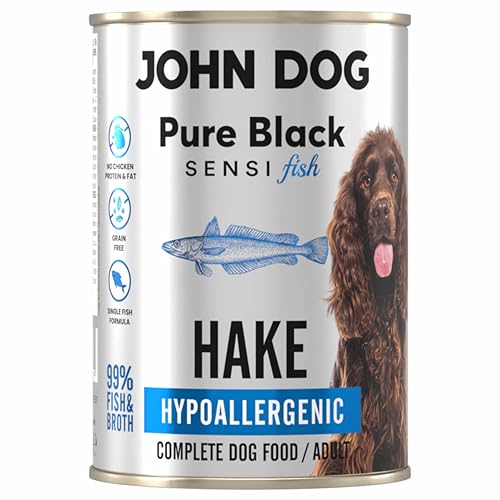 JOHN DOG Hundenassfutter Pure Black Sensi Fish Seelachs - Getreidefreies und Hypoallergenes Monoprotein Nassfutter für empfindliche Hunde 400g JOHN DOG Hundenassfutter Pure Black Sensi Fish Seelachs - Getreidefreies und Hypoallergenes Monoprotein Nassfutter für empfindliche Hunde 400g von JOHN DOG
