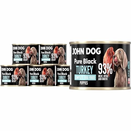 JOHN DOG Hundenassfutter Pure Black Truthahn - Premium Getreidefreies Nassfutter mit 93% Fleisch - Monoprotein Hundefutter für Welpen 6 x 200g JOHN DOG Hundenassfutter Pure Black Truthahn - Premium Getreidefreies Nassfutter mit 93% Fleisch - Monoprotein Hundefutter für Welpen 6 x 200g von JOHN DOG