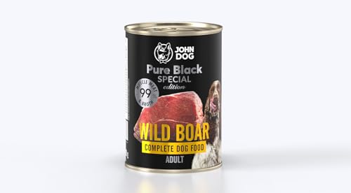 JOHN DOG Hundenassfutter Wild - Premium Getreidefreies Hundefutter mit 99% Fleisch - Monoprotein Nassfutter für ausgewachsene Hunde - Pure Black Special Edition 400g JOHN DOG Hundenassfutter Wild - Premium Getreidefreies Hundefutter mit 99% Fleisch - Monoprotein Nassfutter für ausgewachsene Hunde - Pure Black Special Edition 400g von JOHN DOG