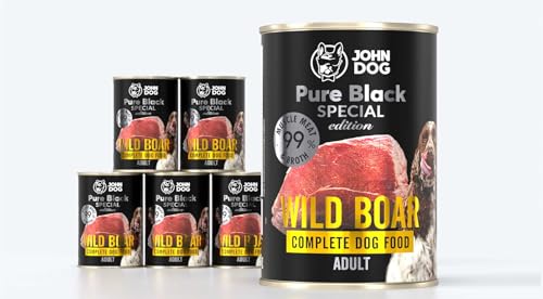 JOHN DOG Hundenassfutter Wild - Premium Getreidefreies Hundefutter mit 99% Fleisch - Monoprotein Nassfutter für ausgewachsene Hunde - Pure Black Special Edition 6 x 400g JOHN DOG Hundenassfutter Wild - Premium Getreidefreies Hundefutter mit 99% Fleisch - Monoprotein Nassfutter für ausgewachsene Hunde - Pure Black Special Edition 6 x 400g von JOHN DOG