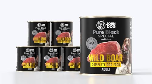 JOHN DOG Hundenassfutter Wild - Premium Getreidefreies Hundefutter mit 99% Fleisch - Monoprotein Nassfutter für ausgewachsene Hunde - Pure Black Special Edition 6 x 800g JOHN DOG Hundenassfutter Wild - Premium Getreidefreies Hundefutter mit 99% Fleisch - Monoprotein Nassfutter für ausgewachsene Hunde - Pure Black Special Edition 6 x 800g von JOHN DOG