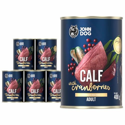 JOHN DOG Nassfutter für Hunde Berry Line Kalb mit Preiselbeeren - Getreidefrei Hundefutter mit Superfoods und 96% Fleisch & Innereien - für Erwachsene Hunde 6 x 400g JOHN DOG Nassfutter für Hunde Berry Line Kalb mit Preiselbeeren - Getreidefrei Hundefutter mit Superfoods und 96% Fleisch & Innereien - für Erwachsene Hunde 6 x 400g von JOHN DOG