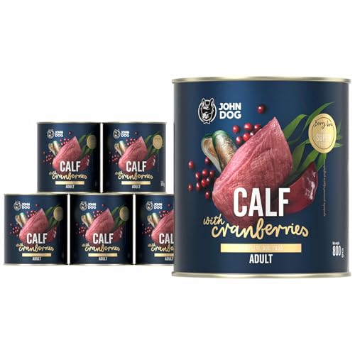 JOHN DOG Nassfutter für Hunde Berry Line Kalb mit Preiselbeeren - Getreidefrei Hundefutter mit Superfoods und 96% Fleisch & Innereien - für Erwachsene Hunde 6 x 800g JOHN DOG Nassfutter für Hunde Berry Line Kalb mit Preiselbeeren - Getreidefrei Hundefutter mit Superfoods und 96% Fleisch & Innereien - für Erwachsene Hunde 6 x 800g von JOHN DOG