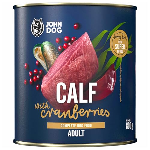 JOHN DOG Nassfutter für Hunde Berry Line Kalb mit Preiselbeeren - Getreidefrei Hundefutter mit Superfoods und 96% Fleisch & Innereien - für Erwachsene Hunde 800g JOHN DOG Nassfutter für Hunde Berry Line Kalb mit Preiselbeeren - Getreidefrei Hundefutter mit Superfoods und 96% Fleisch & Innereien - für Erwachsene Hunde 800g von JOHN DOG
