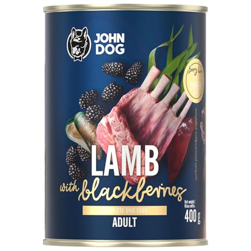 JOHN DOG Nassfutter für Hunde Berry Line Lamm mit Brombeeren - Getreidefrei Hundefutter mit Superfoods und 96% Fleisch & Innereien - für Erwachsene Hunde 400g JOHN DOG Nassfutter für Hunde Berry Line Lamm mit Brombeeren - Getreidefrei Hundefutter mit Superfoods und 96% Fleisch & Innereien - für Erwachsene Hunde 400g von JOHN DOG