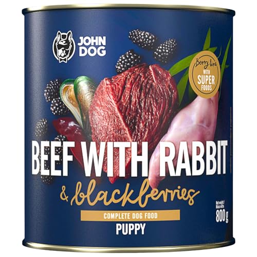 JOHN DOG Nassfutter für Hunde Berry Line Rind mit Kaninchen und Brombeeren - Getreidefrei Hundefutter mit Superfoods und 96% Fleisch & Innereien - für Welpen 800g JOHN DOG Nassfutter für Hunde Berry Line Rind mit Kaninchen und Brombeeren - Getreidefrei Hundefutter mit Superfoods und 96% Fleisch & Innereien - für Welpen 800g von JOHN DOG