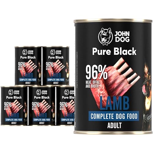 JOHN DOG Hundenassfutter Pure Black Lamm - Premium Getreidefreies Hundefutter mit 96% Fleisch - Monoprotein Nassfutter für ausgewachsene Hunde 6 x 400g JOHN DOG Hundenassfutter Pure Black Lamm - Premium Getreidefreies Hundefutter mit 96% Fleisch - Monoprotein Nassfutter für ausgewachsene Hunde 6 x 400g von JOHN DOG