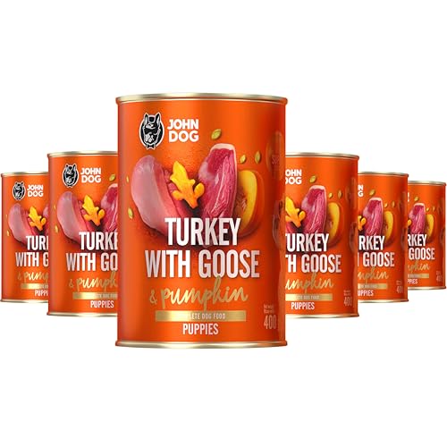 JOHN DOG Nassfutter für Welpen Truthahn mit Gans - Getreidefreies Hundenassfutter - Hundefutter mit Kürbis und Kurkuma - 100% natürliche Zutaten 6 x 400g JOHN DOG Nassfutter für Welpen Truthahn mit Gans - Getreidefreies Hundenassfutter - Hundefutter mit Kürbis und Kurkuma - 100% natürliche Zutaten 6 x 400g von JOHN DOG