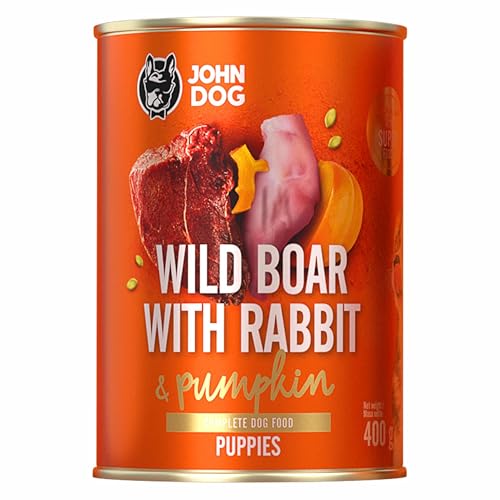 JOHN DOG Nassfutter für Welpen Wild mit Kaninchen - Getreidefreies Hundenassfutter - Hundefutter mit Kürbis und Kurkuma - 100% natürliche Zutaten 400g JOHN DOG Nassfutter für Welpen Wild mit Kaninchen - Getreidefreies Hundenassfutter - Hundefutter mit Kürbis und Kurkuma - 100% natürliche Zutaten 400g von JOHN DOG