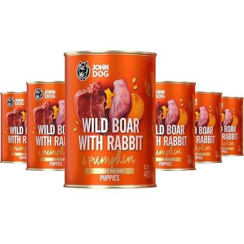 JOHN DOG Nassfutter für Welpen Wild mit Kaninchen - Getreidefreies Hundenassfutter - Hundefutter mit Kürbis und Kurkuma - 100% natürliche Zutaten 6 x 400g JOHN DOG Nassfutter für Welpen Wild mit Kaninchen - Getreidefreies Hundenassfutter - Hundefutter mit Kürbis und Kurkuma - 100% natürliche Zutaten 6 x 400g von JOHN DOG