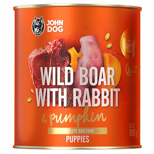 JOHN DOG Nassfutter für Welpen Wild mit Kaninchen - Getreidefreies Hundenassfutter - Hundefutter mit Kürbis und Kurkuma - 100% natürliche Zutaten 800g JOHN DOG Nassfutter für Welpen Wild mit Kaninchen - Getreidefreies Hundenassfutter - Hundefutter mit Kürbis und Kurkuma - 100% natürliche Zutaten 800g von JOHN DOG