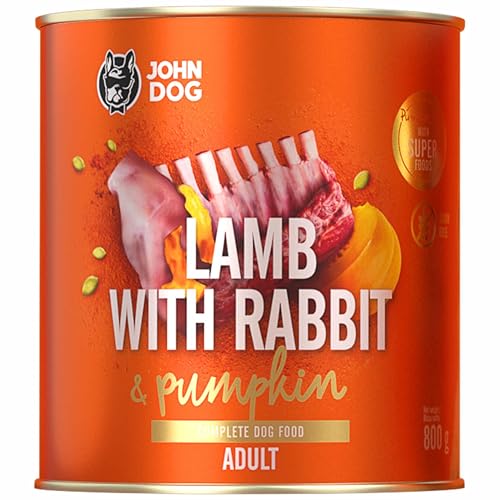 JOHN DOG Nassfutter für ausgewachsene Hunde Lamm mit Kaninchen - Getreidefreies Hundenassfutter - Hundefutter mit Kürbis und Kurkuma - 100% Natürlich 800g JOHN DOG Nassfutter für ausgewachsene Hunde Lamm mit Kaninchen - Getreidefreies Hundenassfutter - Hundefutter mit Kürbis und Kurkuma - 100% Natürlich 800g von JOHN DOG