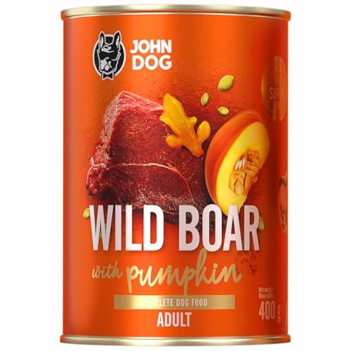 JOHN DOG Nassfutter für ausgewachsene Hunde Wild - Getreidefreies Hundenassfutter - Hundefutter mit Kürbis und Kurkuma - 100% Natürlich 400g JOHN DOG Nassfutter für ausgewachsene Hunde Wild - Getreidefreies Hundenassfutter - Hundefutter mit Kürbis und Kurkuma - 100% Natürlich 400g von JOHN DOG
