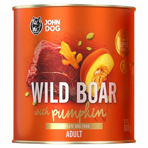JOHN DOG Nassfutter für ausgewachsene Hunde Wild - Getreidefreies Hundenassfutter - Hundefutter mit Kürbis und Kurkuma - 100% Natürlich 800g JOHN DOG Nassfutter für ausgewachsene Hunde Wild - Getreidefreies Hundenassfutter - Hundefutter mit Kürbis und Kurkuma - 100% Natürlich 800g von JOHN DOG