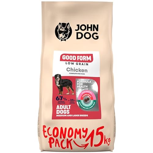 JOHN DOG Trockenfutter Good Form für Hunde Huhn - Hundefutter für Erwachsene Hunde mittlerer und großer Rassen – Leckeres Hundetrockenfutter mit gesunde Zutaten - 15kg JOHN DOG Trockenfutter Good Form für Hunde Huhn - Hundefutter für Erwachsene Hunde mittlerer und großer Rassen – Leckeres Hundetrockenfutter mit gesunde Zutaten - 15kg von JOHN DOG