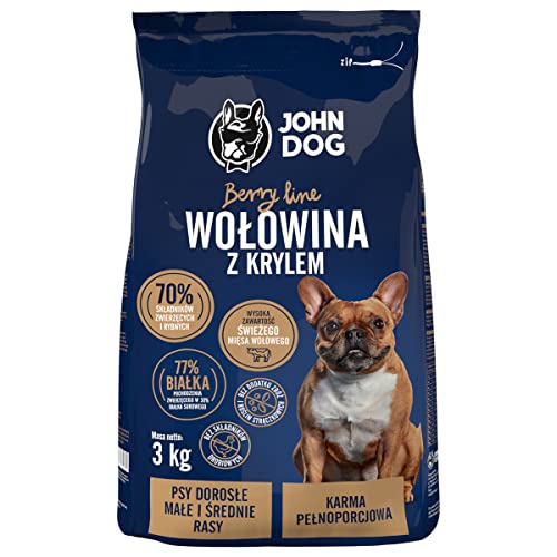 JOHN DOG Trockenfutter für Hunde Berry Line Rindfleisch mit Krill - Für Erwachsene Hunde Kleiner und mittlerer Rassen - Getreidefrei und hoher Fleischanteil 3 kg JOHN DOG Trockenfutter für Hunde Berry Line Rindfleisch mit Krill - Für Erwachsene Hunde Kleiner und mittlerer Rassen - Getreidefrei und hoher Fleischanteil 3 kg von JOHN DOG