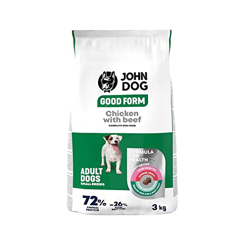 JOHN DOG Hundefutter für Erwachsene Hunde, Trockenfutter für Hunde, Hundetrockenfutter, Tierfutter, Haustierfutter, Gultenfrei - Huhn mit Rindfleisch - von JOHN DOG