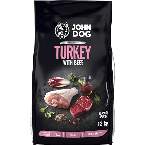 JOHN DOG Trockenfutter für Hunde Truthahn mit Rindfleisch - Für Erwachsene Hunde Kleiner Rassen - Getreidefrei und hohe Qualität - 3kg von JOHN DOG