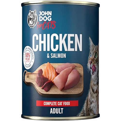 Jane Cat Katzennassfutter Adult Huhn & Lachs 400g - hochwertiges Nassfutter für Katzen - ohne Getreide und Zucker, mit 100% frischen Zutaten Jane Cat Katzennassfutter Adult Huhn & Lachs 400g - hochwertiges Nassfutter für Katzen - ohne Getreide und Zucker, mit 100% frischen Zutaten von JOHN DOG