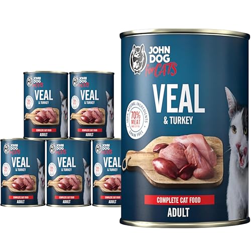 Jane Cat Katzennassfutter Adult Kalb & Truthahn 6 x 400g - hochwertiges Nassfutter für Katzen - ohne Getreide und Zucker, mit 100% frischen Zutaten Jane Cat Katzennassfutter Adult Kalb & Truthahn 6 x 400g - hochwertiges Nassfutter für Katzen - ohne Getreide und Zucker, mit 100% frischen Zutaten von JOHN DOG