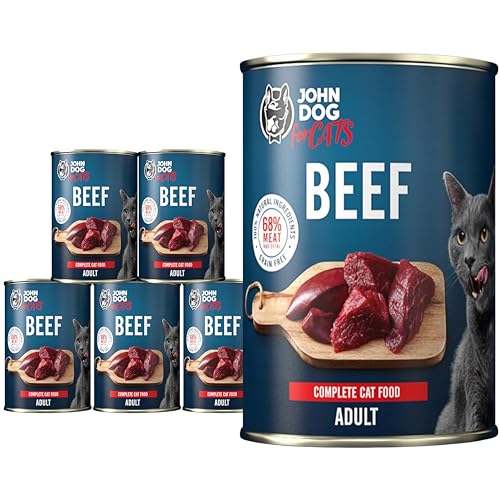 Jane Cat Katzennassfutter Adult Rind 6 x 400g - hochwertiges Nassfutter für Katzen - ohne Getreide und Zucker, mit 100% frischen Zutaten von JOHN DOG