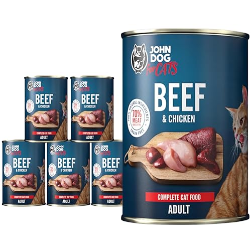 Jane Cat Katzennassfutter Adult Rind & Huhn 6 x 400g - hochwertiges Nassfutter für Katzen - ohne Getreide und Zucker, mit 100% frischen Zutaten von JOHN DOG