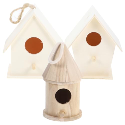 3 Stück DIY Unvollendetes Holz Vogelhaus mit Breitem Eingang für Garten Dekoration Kreative Holz Vogel Nester für Bastelprojekte und Naturfarben 3 Stück DIY Unvollendetes Holz Vogelhaus mit Breitem Eingang für Garten Dekoration Kreative Holz Vogel Nester für Bastelprojekte und Naturfarben von JOINPAYA