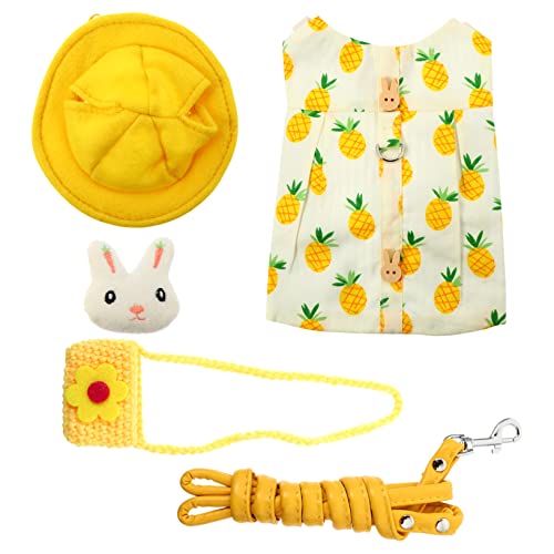 JOINPAYA 1 Satz Geschirr mit Kaninchenstreifen Kaninchenanzug und Leine Kleidung Haustier Bunny Suit hasenmüzte Anzug und Leine für Kaninchen Geschirrleine für Kaninchen Baumwolle Yellow von JOINPAYA