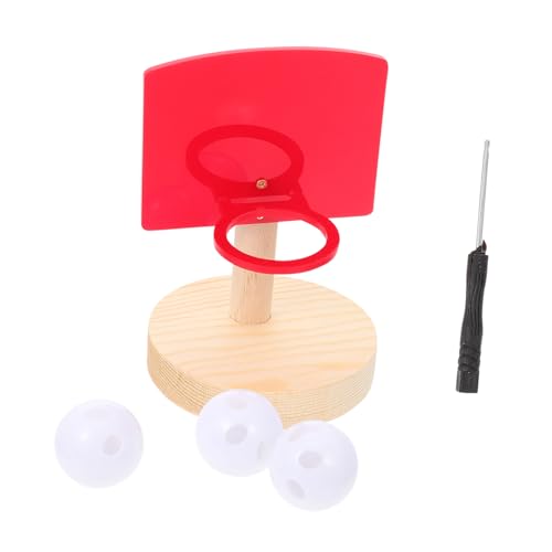 JOINPAYA Papageien Basketball Spielzeug Interaktives Vogelspielzeug für Papageien Sicheres Holz und Kunststoff Fördert Körperliche Aktivität 1 Satz mit Basketballkorb für Vögel von JOINPAYA