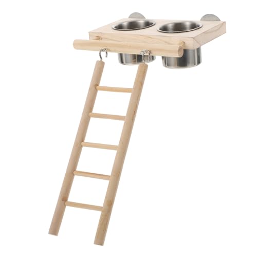 JOINPAYA 1Satz Vogel Fütterungsschale mit Kletterleiter für Papageien Dual Cup Design zu Installieren Reinigen für Innen und Außenbereiche von JOINPAYA