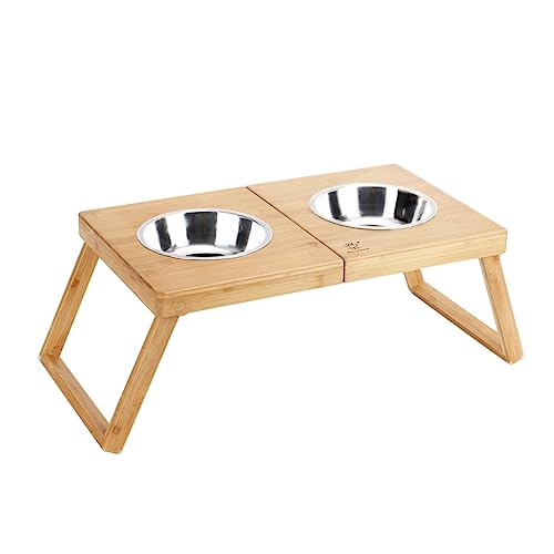 JOINPAYA 1Stück Haustierfutterschüssel Mit Klappbarem Rack Faltbare Fressnapfstation Für Katzen Rutschfestes Design Duales Schalen Für Futter Und Wasser Auslaufsicher von JOINPAYA