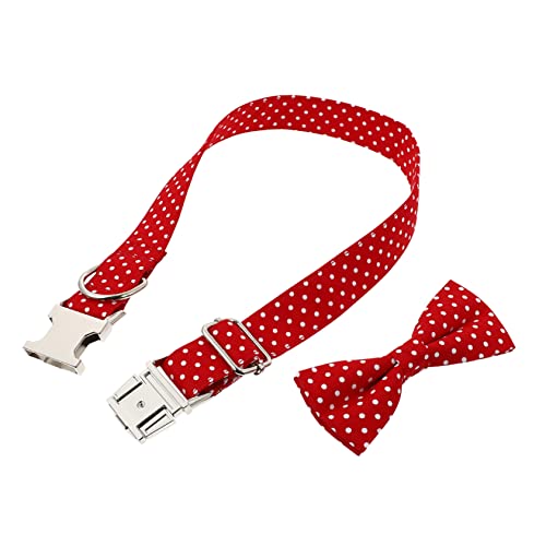 JOINPAYA 1Stück Personalisierbares Hundehalsband Mit Abnehmbarem Bogen Rotes Design Mittelgroß Verstellbar Für Katzen Baumwollmaterial Für Stilvolle von JOINPAYA